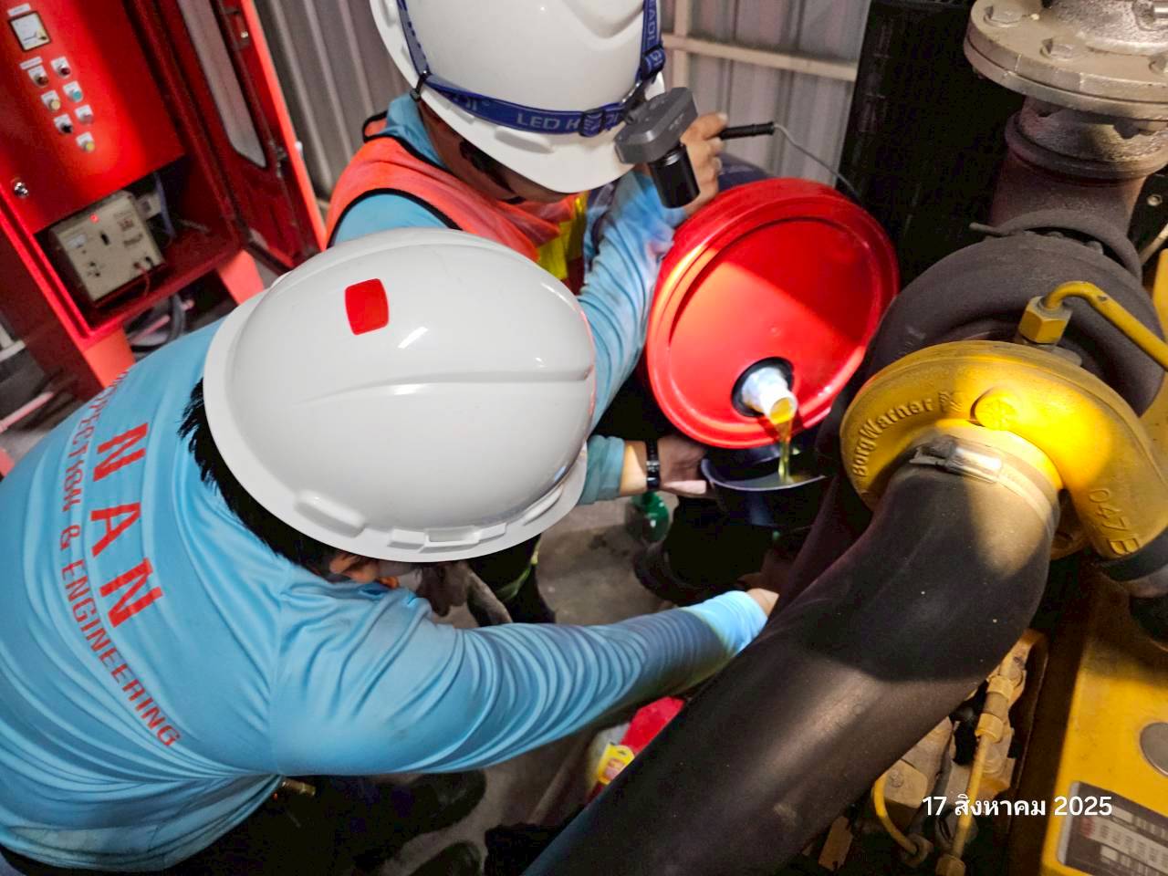บำรุงรักษาเครื่องสูบน้ำดับเพลิง ซ่อมแซมระบบดับเพลิง และทดสอบระบบดับเพลิง